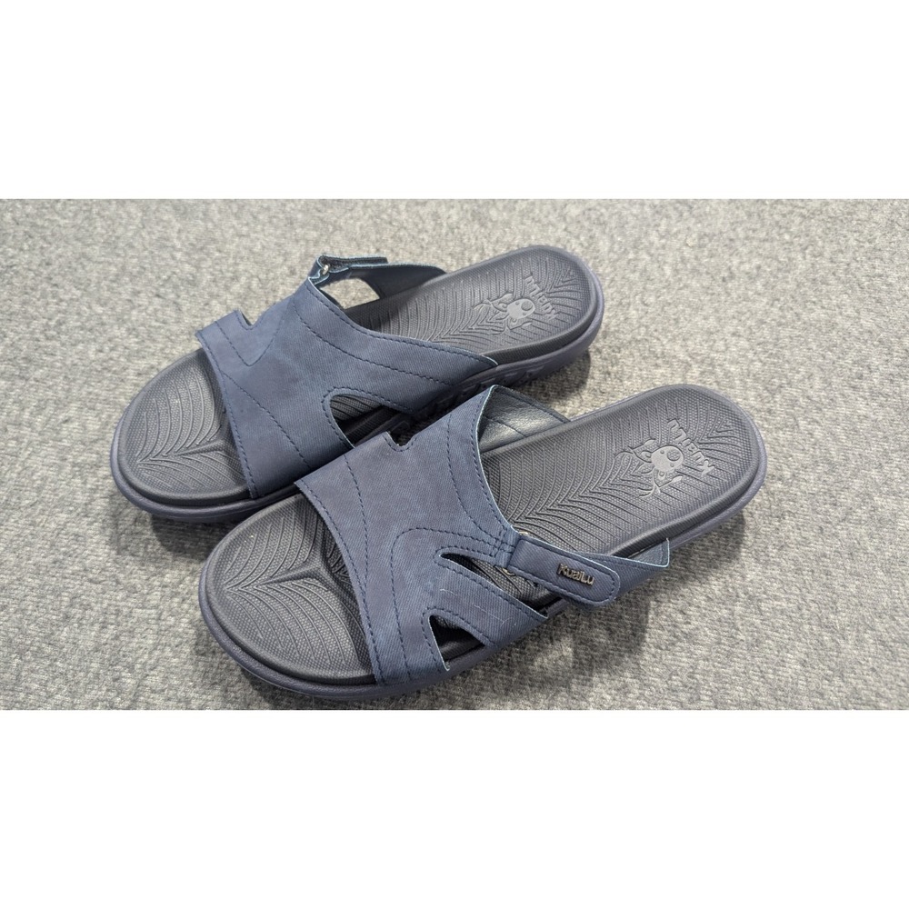 Kuailu Sandals Womens 9.5 Blue Orthotic Athletic Slides Granny Resort Wear